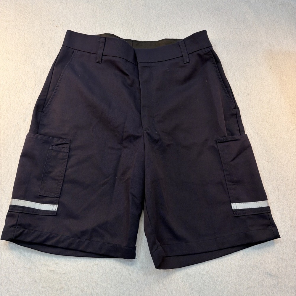 FedEx Stan Herman Navy Blue Cargo Work Shorts Reflective Stripe Mens 34 FD28042